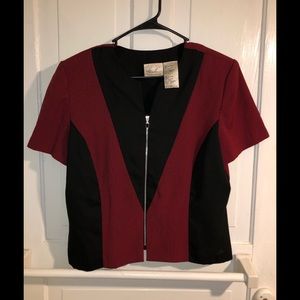 vintage red black color block zipper shirt 🥀